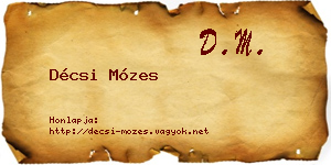 Décsi Mózes névjegykártya